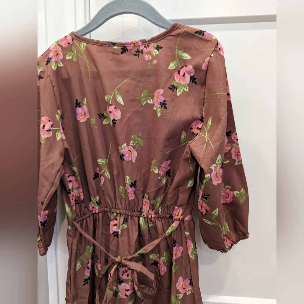 SPEED LIMIT M.P.H girls rose floral gold button v-neck dress size 10